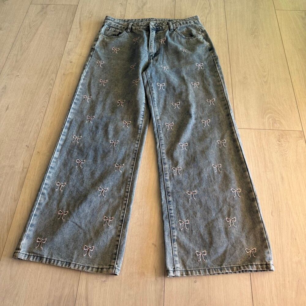 J for Justify women bow wide leg jeans size 11